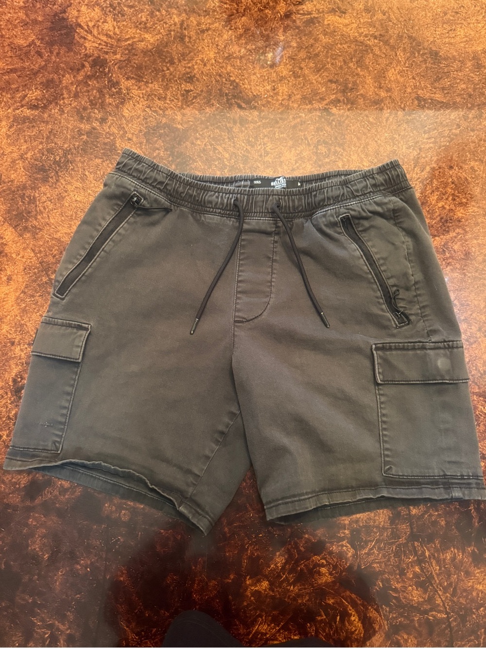 Hollister faded black Cargo Drawstring Shorts